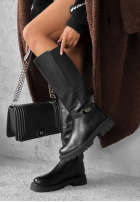 Skórzane Kozačky przed kolano Snow Creek Park černé