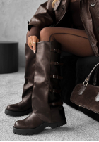 Skórzane Kozačky biker z klamrami See Troubles čokoládové
