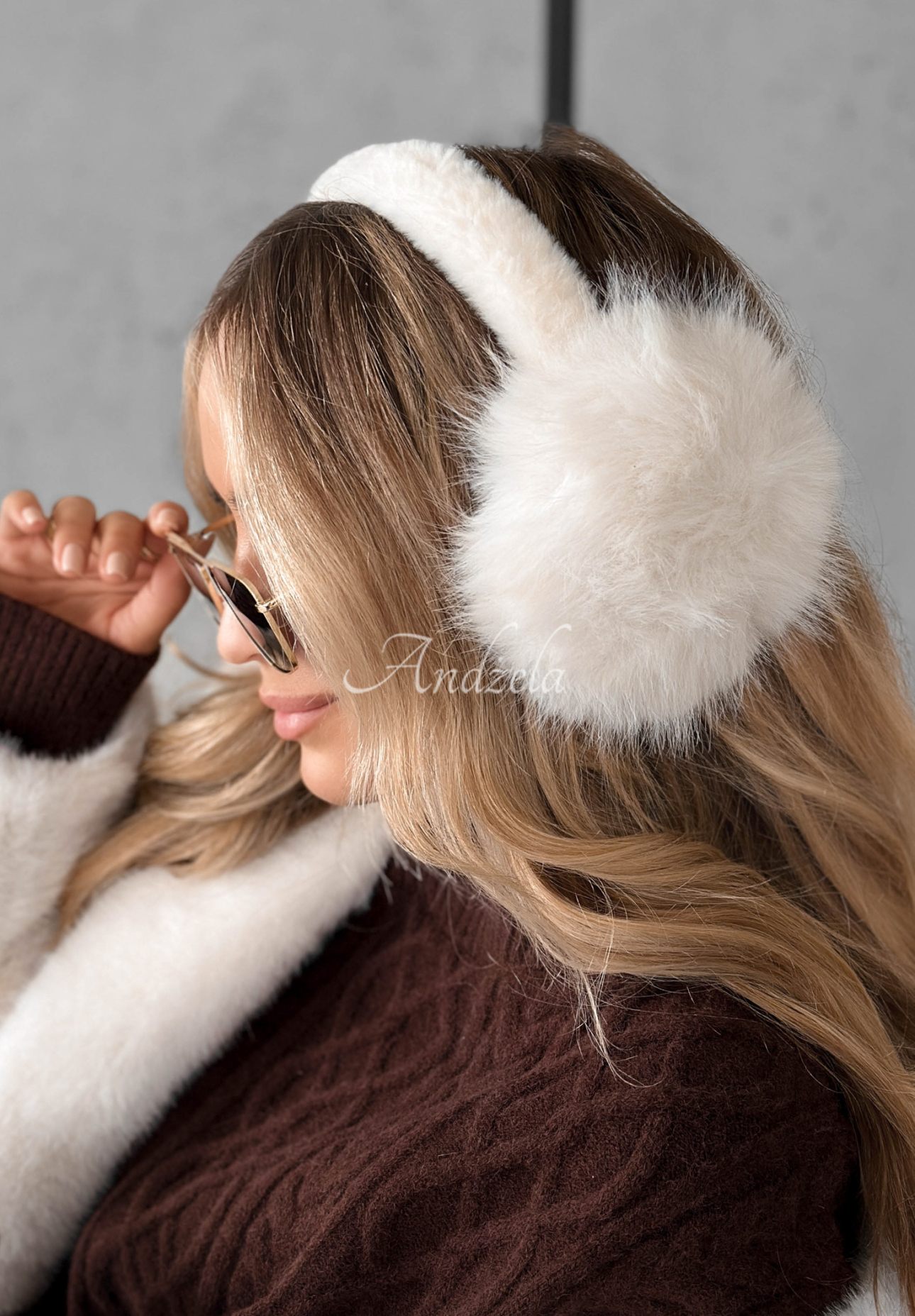 Chrániče uší s kožíškem Warm Memories ecru