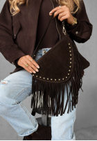 Zamszowa Kabelka z frędzlami Hold This Moment čokoládová