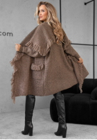 Dlouhý kardigan z frędzlami Forget My Name čokoládový