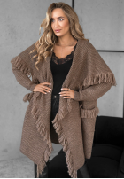 Dlouhý kardigan z frędzlami Forget My Name čokoládový