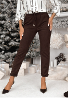 semišové Kalhoty React To It čokoládové