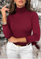 Halenka longsleeve z golfem Your Own Luck vínová