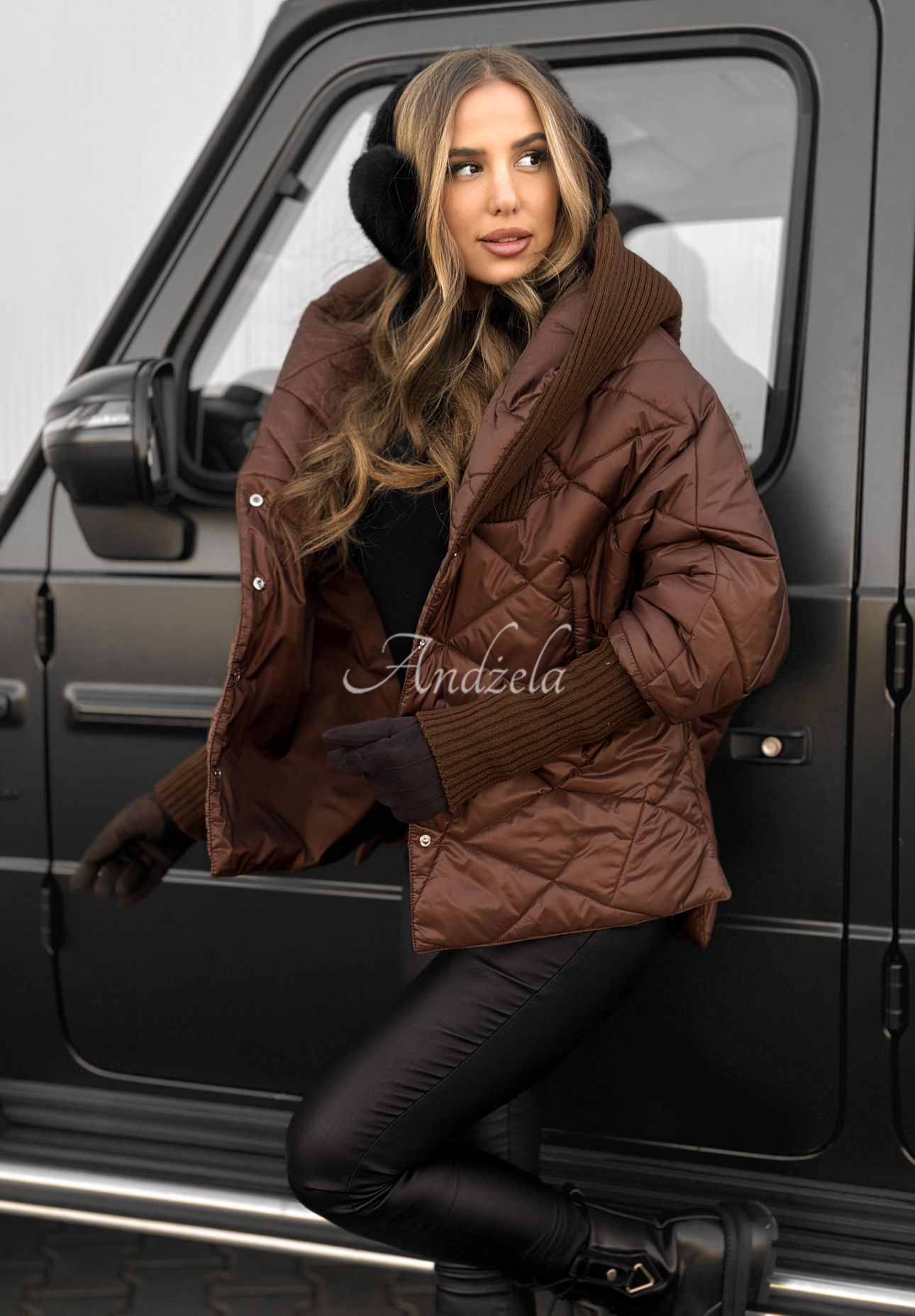 Bunda oversize s kapucí Sancha čokoládová