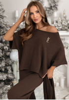 Dzianinowy Souprava Halenka i Kalhoty Can't Talk čokoládový