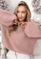 Moherowy Svetr z szerokimi rękawami Better Than That meruňkový