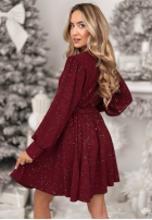 Šaty mini z błyszczącym nadrukiem Never Yours vínová