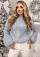 Moherowy Svetr z szerokimi rękawami Better Than That blankytný