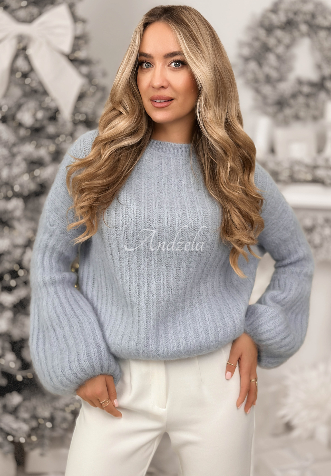 Mohérový svetr se širokými rukávy Better Than That blankytný