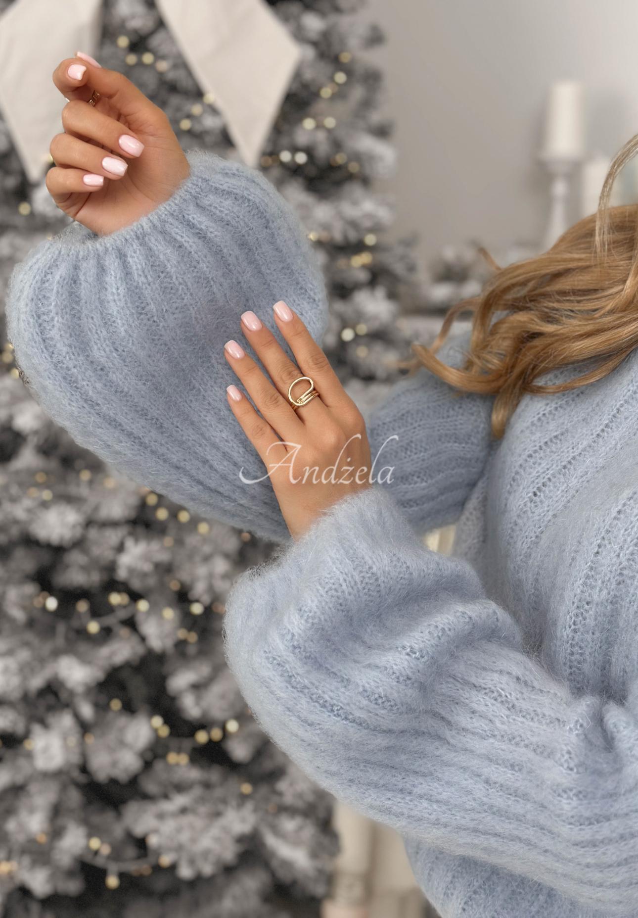 Mohérový svetr se širokými rukávy Better Than That blankytný