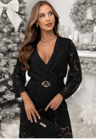 Koronkowa Šaty maxi z paskiem Back To You černá