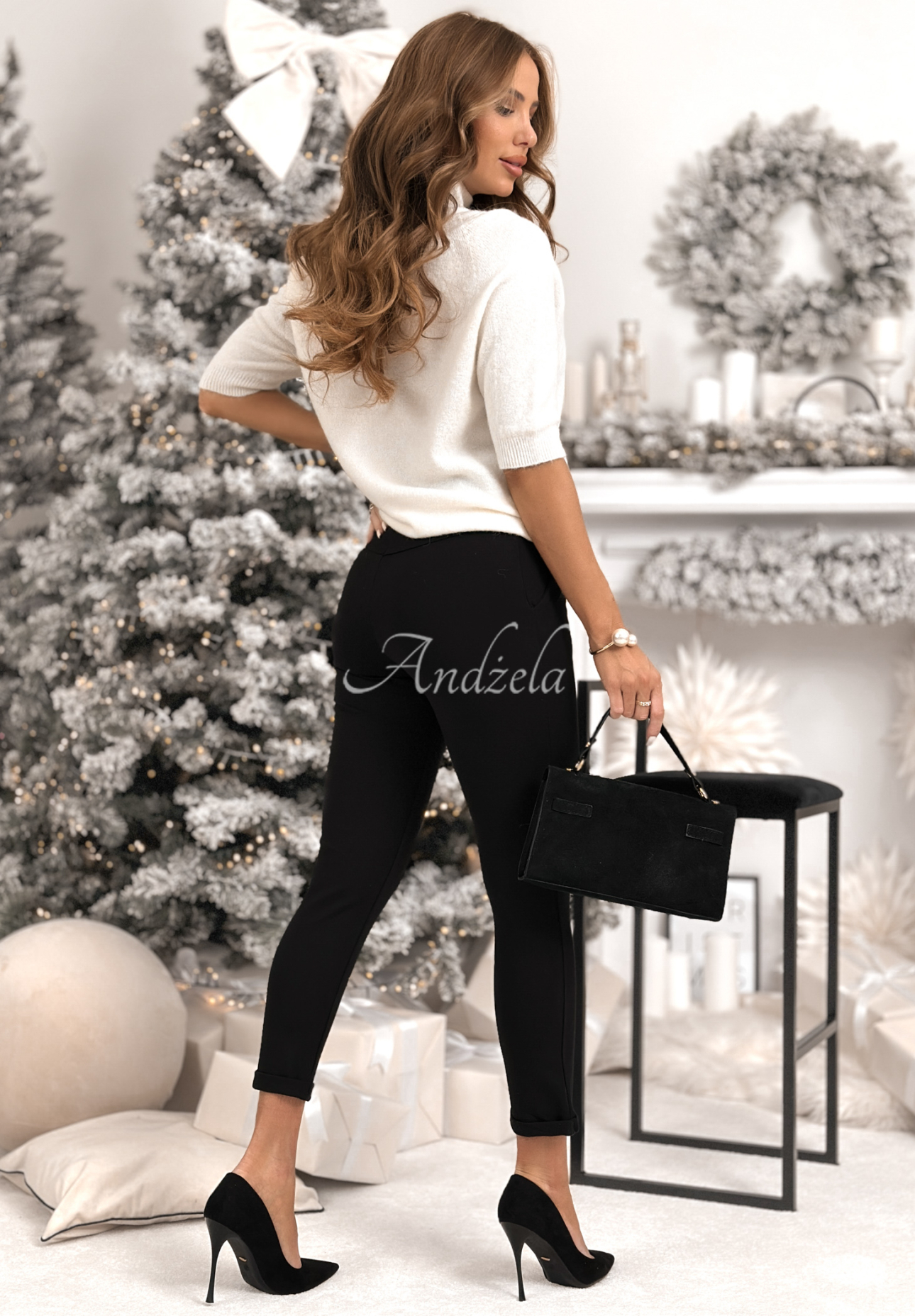 Viskózové kalhoty s páskem Alone We Can černé