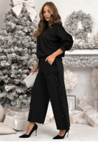 Tepláková souprava Mikina i Kalhoty z cekinowymi lampasami Nothing To Do Černé