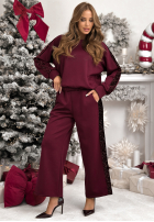 Tepláková souprava Mikina i Kalhoty z cekinowymi lampasami Nothing To Do vínový