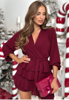 Šaty z falbankami Not Losing Me vínová