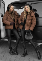 Krátká Prošívaná Bunda s kapucí Sister Winter čokoládová