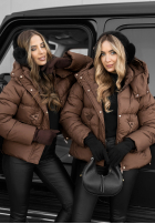 Krátká Prošívaná Bunda s kapucí Sister Winter čokoládová