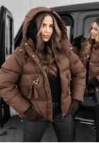 Krátká Prošívaná Bunda s kapucí Sister Winter čokoládová