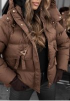 Krátká Prošívaná Bunda s kapucí Sister Winter čokoládová