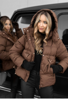 Krátká Prošívaná Bunda s kapucí Sister Winter čokoládová