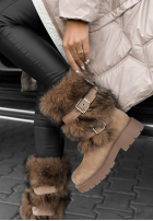 Semišové kotníkové boty s kožíškem North Pole Escape béžové