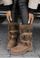 Semišové kotníkové boty s kožíškem North Pole Escape béžové