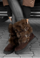 Semišové kotníkové boty s kožíškem North Pole Escape čokoládové