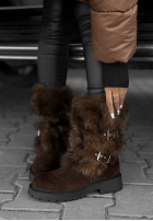 Semišové kotníkové boty s kožíškem North Pole Escape čokoládové