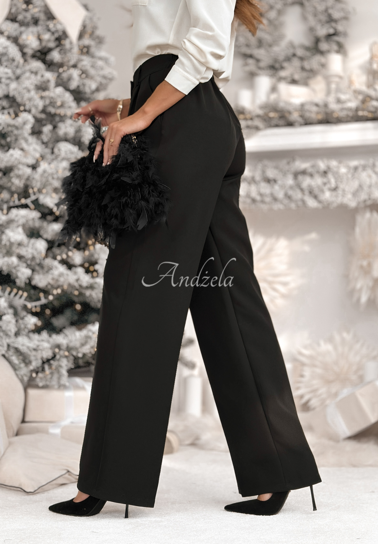 Elegantní široké kalhoty A Minute Ago černé