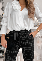 materiálové Kalhoty Cigaretky  w kratę Little Squares černé