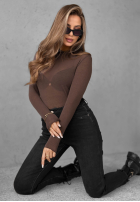 Lehký Svetr z golfem z kaszmirem Be The One čokoládový