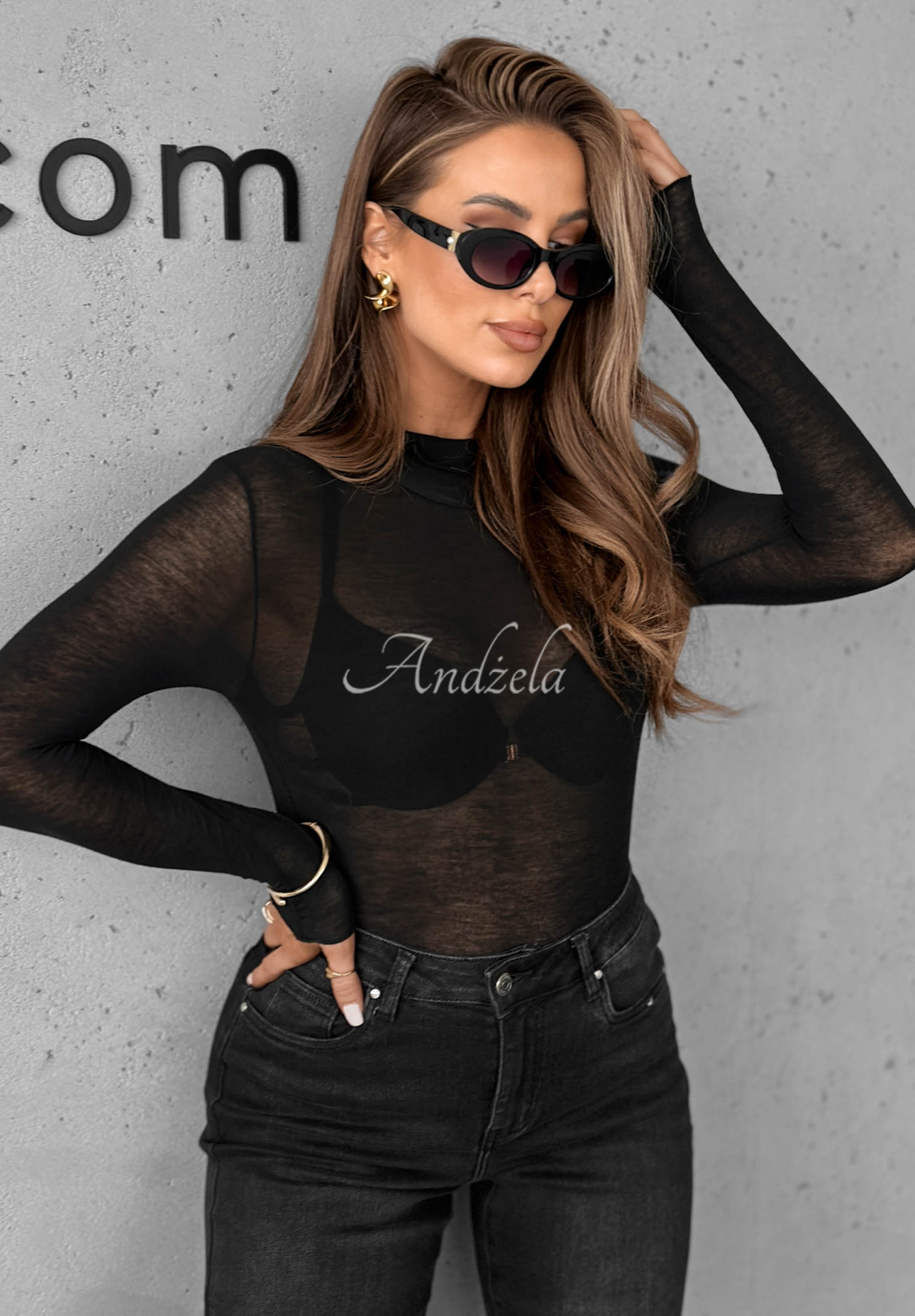 Průsvitná halenka s rolákem a kašmírem Be The One Černé