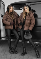 Krátká Prošívaná Bunda s kapucí Sister Winter čokoládová