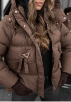 Krátká Prošívaná Bunda s kapucí Sister Winter čokoládová