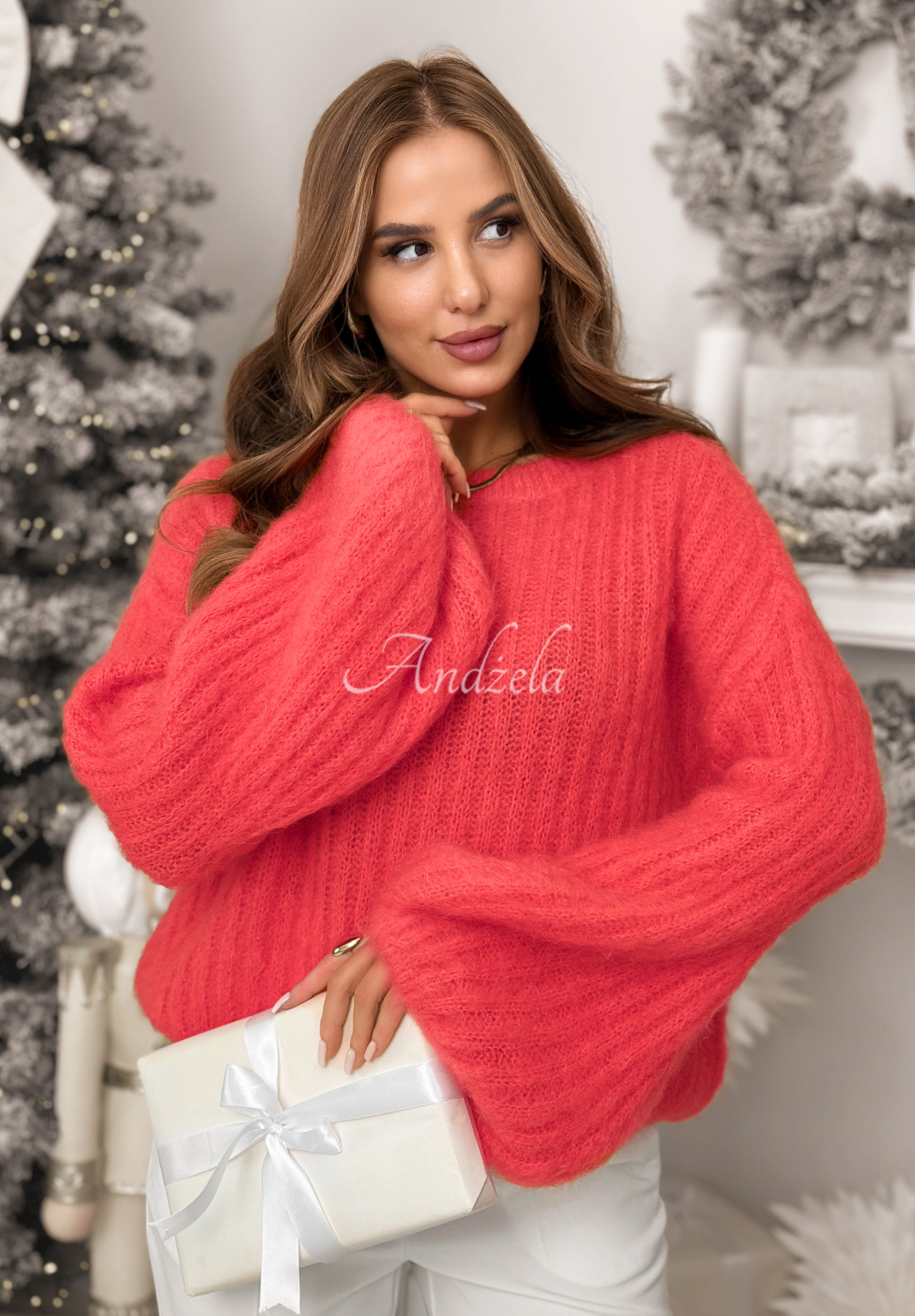 Mohérový svetr se širokými rukávy Better Than That Korálová