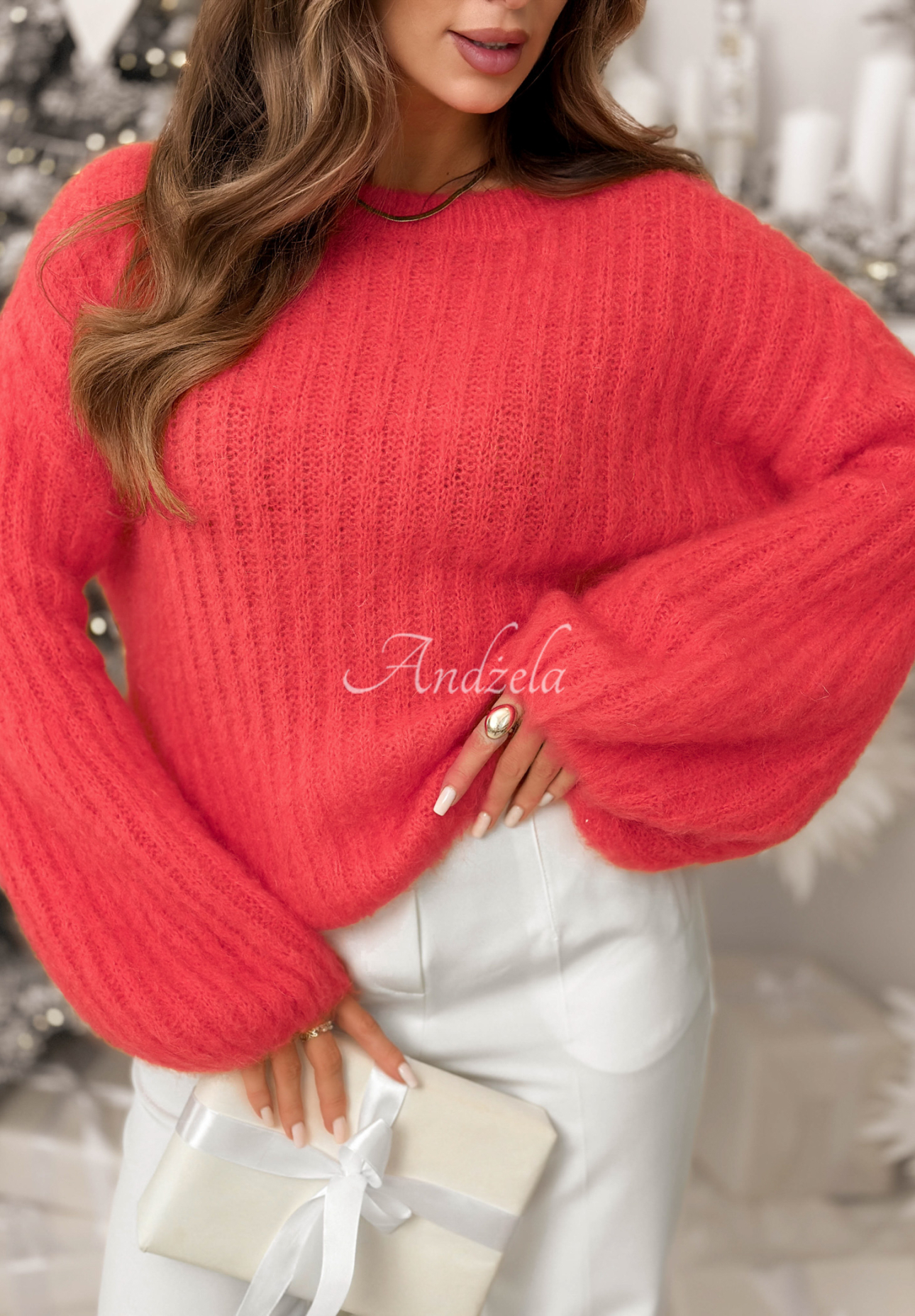 Mohérový svetr se širokými rukávy Better Than That Korálová