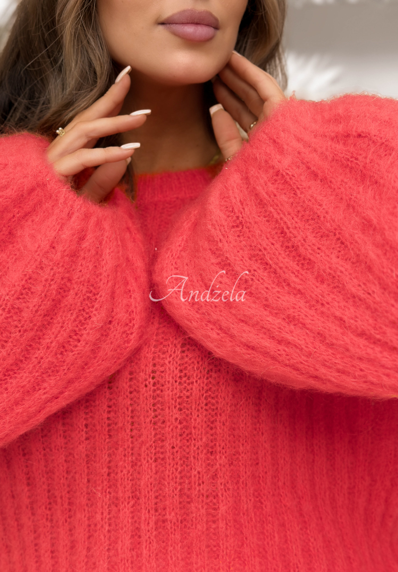 Mohérový svetr se širokými rukávy Better Than That Korálová