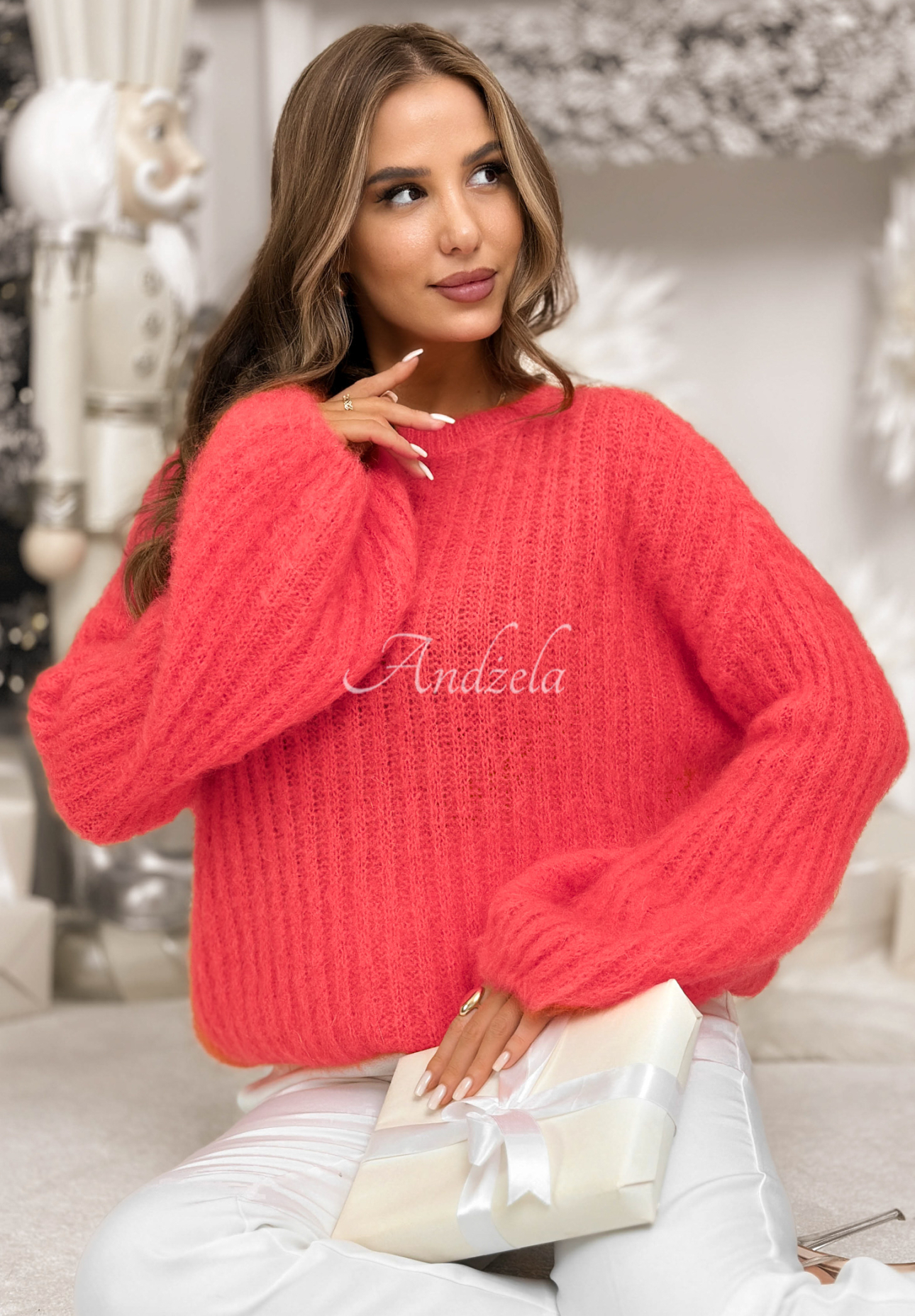 Mohérový svetr se širokými rukávy Better Than That Korálová