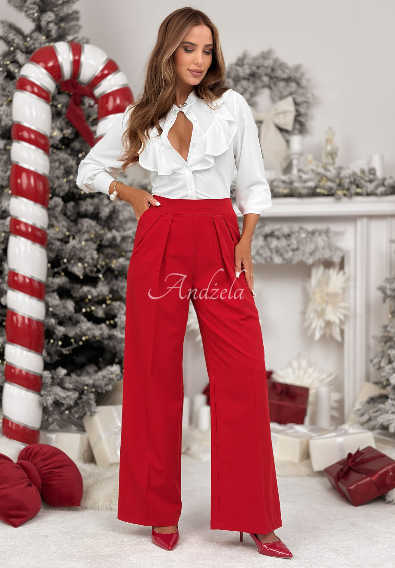 Viskózová košile s volánky Christmas Wishes Bílá