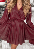 Błyszcząca Šaty mini z paskiem Never Texted Back vínová