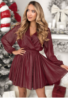 Błyszcząca Šaty mini z paskiem Never Texted Back vínová