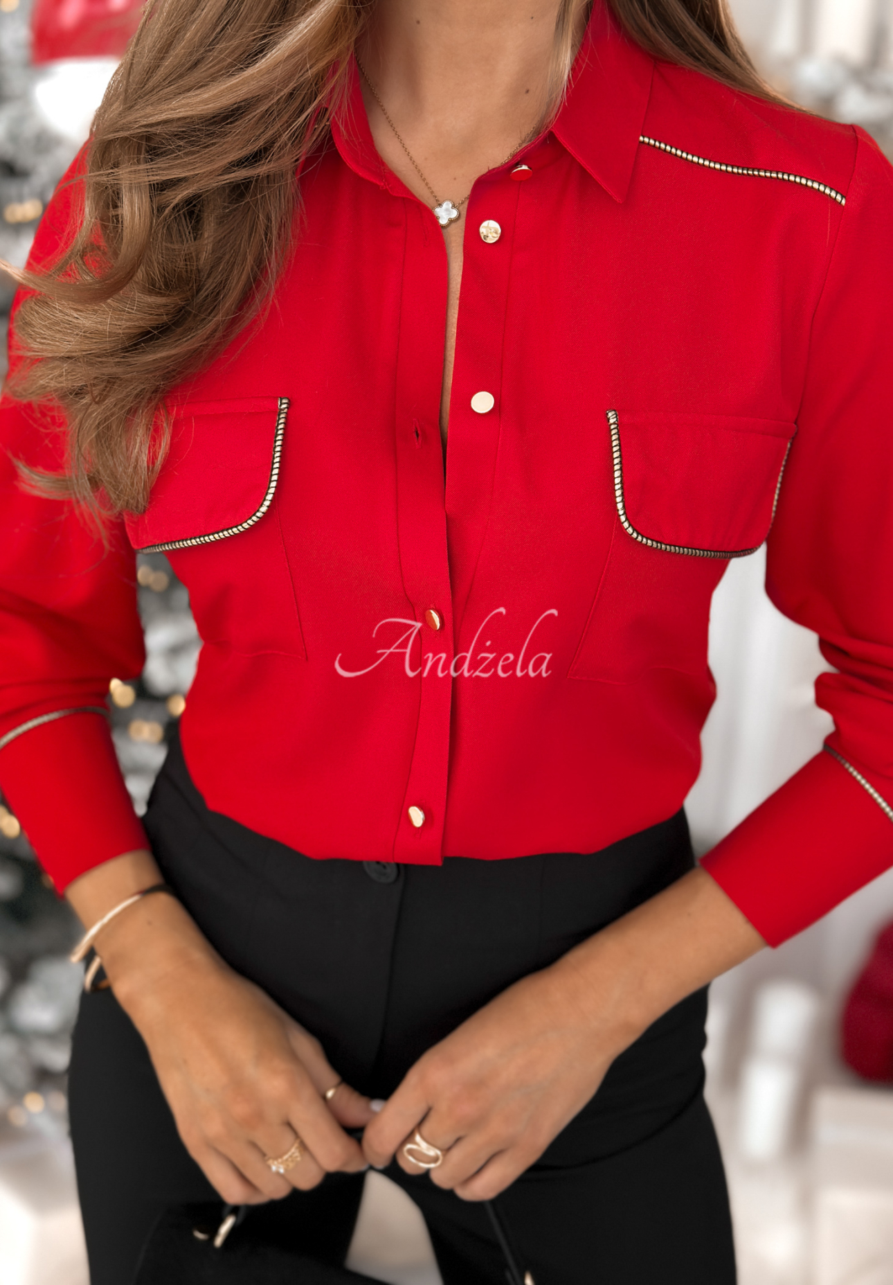 Viskózová košile s kapsami Advent Calendar červená