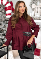 Długa Košile tunika z paskami Can Only Be vínová