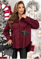 Długa Košile tunika z paskami Can Only Be vínová