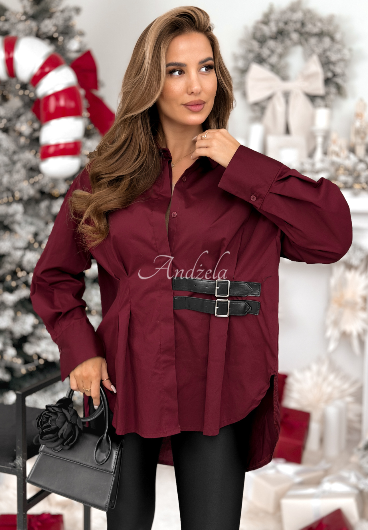 Asymetrická košile-Tunika s pásky Can Only Be vínová