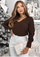 Halenka s výstřihem Simple Is Beautiful čokoládová