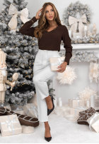 Halenka s výstřihem Simple Is Beautiful čokoládová