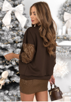 Souprava Mikina i Sukně z cekinami Got The Power čokoládový