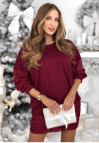 Souprava Mikina i Sukně z cekinami Got The Power vínový